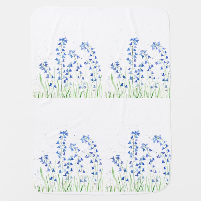Bluebells blue flowers cute spring baby blanket (Front)