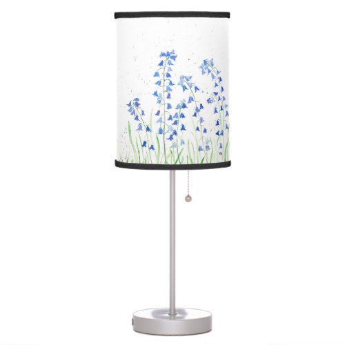 Bluebells blue flowers greenery Watercolour Chic Table Lamp