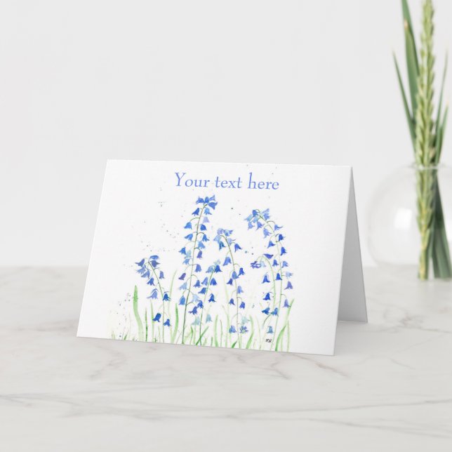 Bluebells blue flowers woodlands watercolor card (Front)