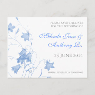 Bluebells - Blue Save the Date Postcard