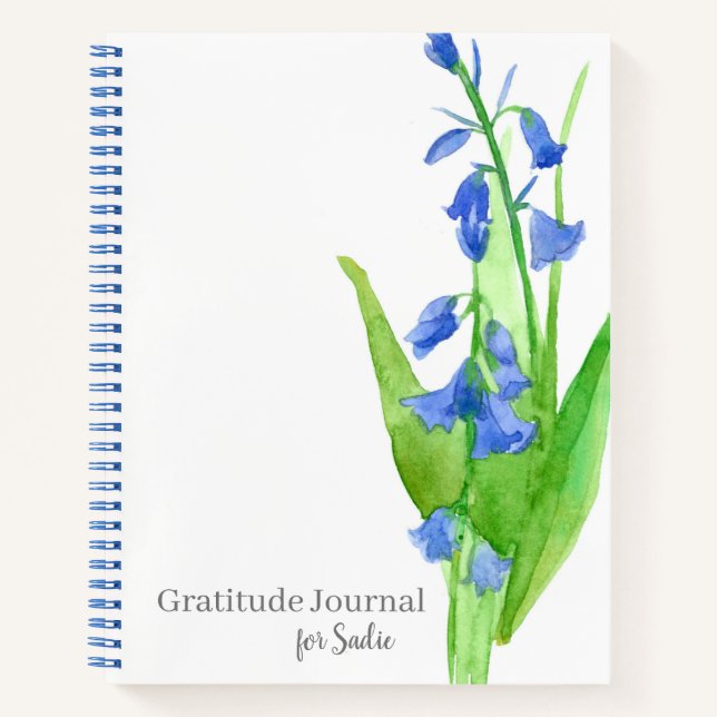 Bluebells Flowers Gratitude Personalized Journal (Front)