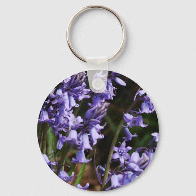 Bluebells Flowers Nature Floral Blue Purple Flower Keychain (Front)