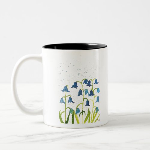 Bluebells flowers nature watercolor Two_Tone coffee mug