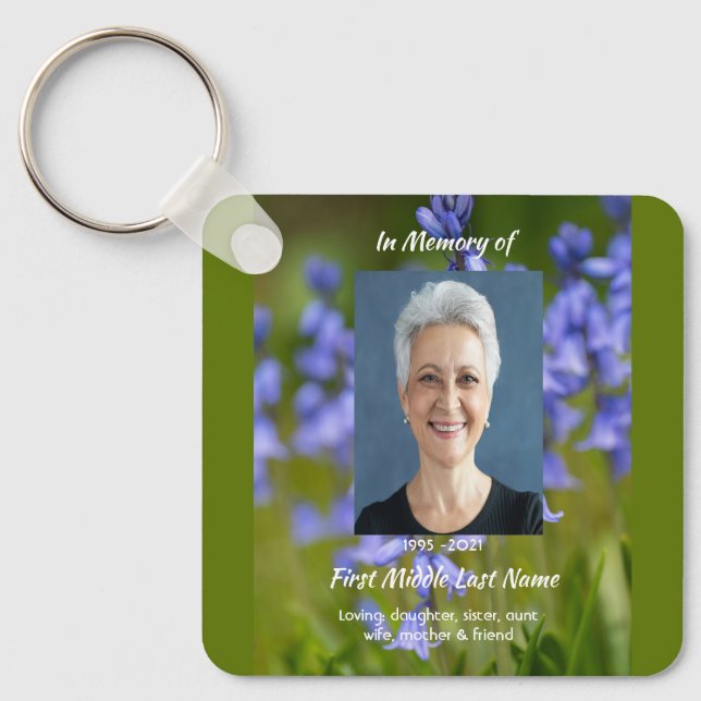  Bluebells Garden Flowers Memorial Keepsake  Keychain (Front)