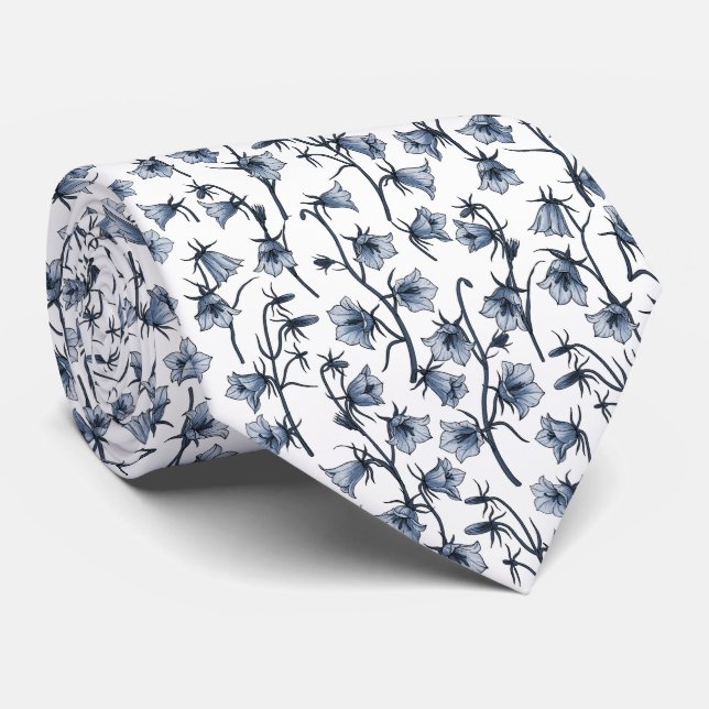 Bluebells, Harebells, Bellflowers Neck Tie (Rolled)