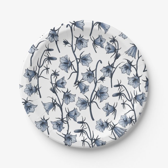 Bluebells, Harebells, Bellflowers Paper Plates (Front)