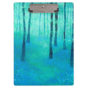 Bluebells in a Woodland Forest Landscape Painting Clipboard