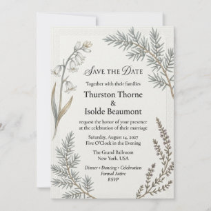 Bluebells, Juniper Berries, Heather Sprigs, Celtic Invitation