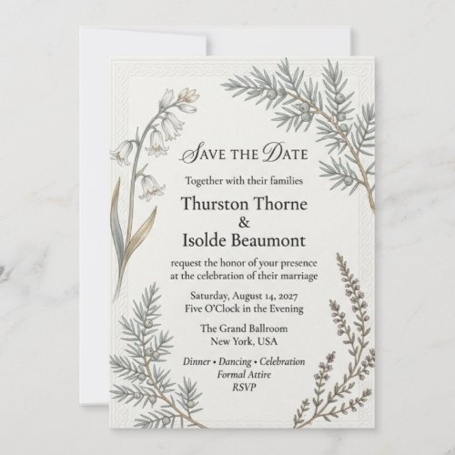 Bluebells, Juniper Berries, Heather Sprigs, Celtic Invitation