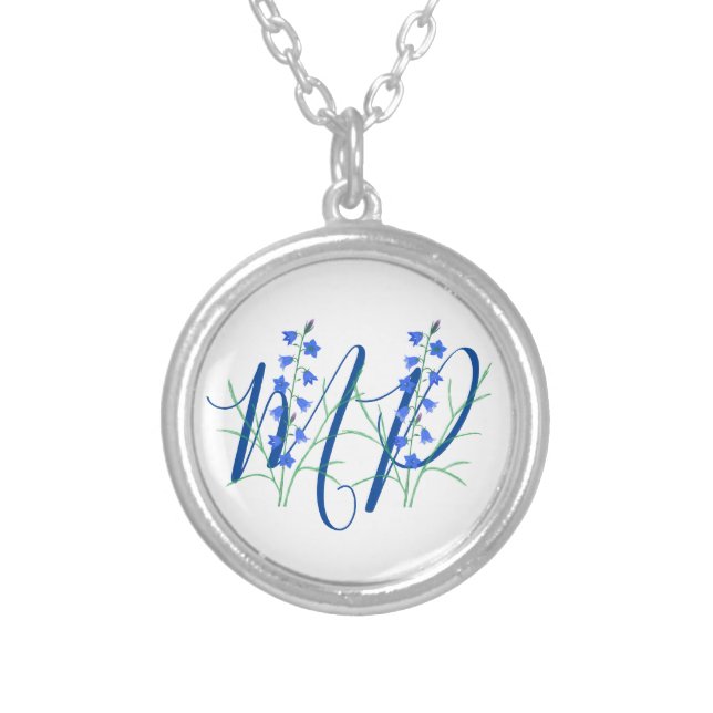 Bluebells Monogram Silver Plated Necklace (Front)