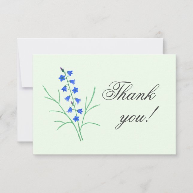 Bluebells Pale Yellow Wedding Thank You Card (Front)