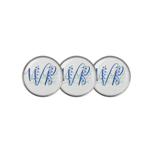 Bluebells Personalized Monogram Golf Ball Markers