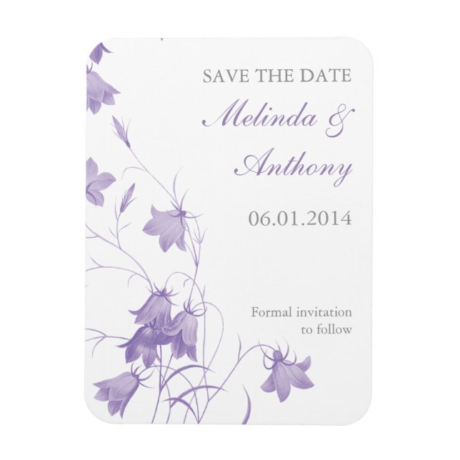 Bluebells - Purple Save the Date Magnet (Vertical)