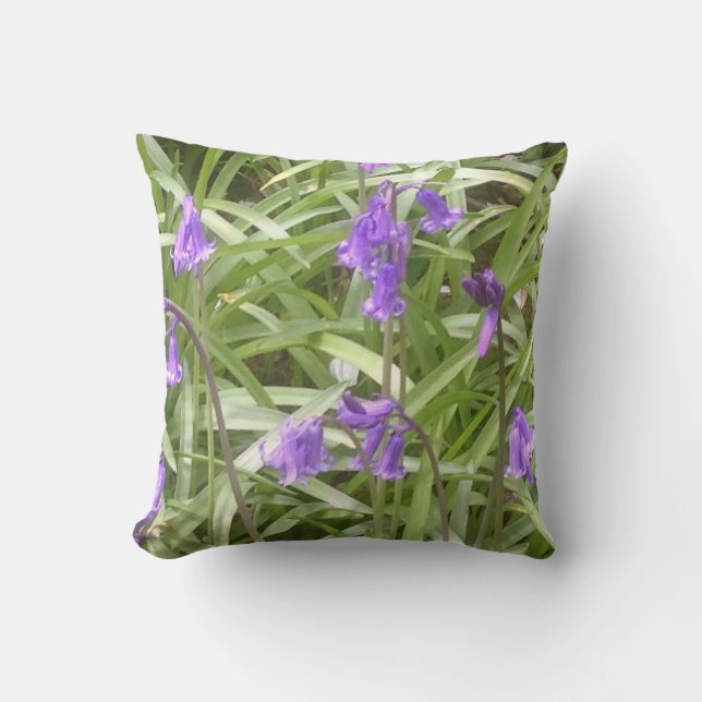 Bluebells Throw Pillow (Front)