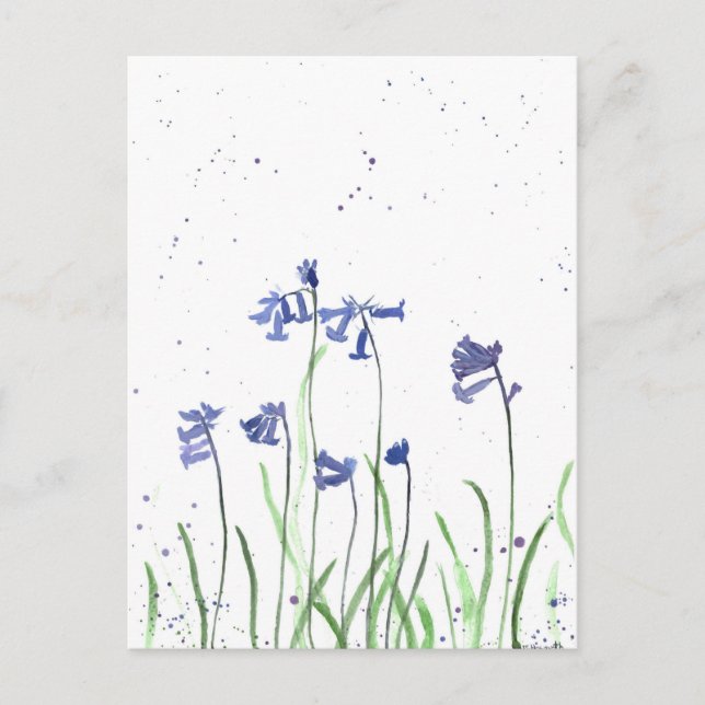 Bluebells watercolor Bluebell Wildflower nature Postcard (Front)
