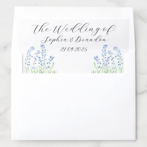 Bluebells Watercolor Floral Wildflowers Wedding Envelope Liner