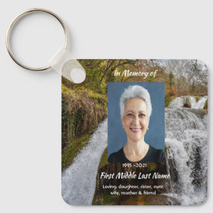 Bluebells Waterfall Landscape Memorial Keepsake Keychain