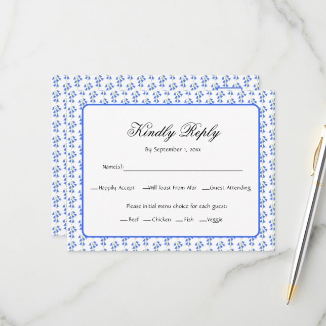 Bluebells Wedding RSVP Card (Front/Back In Situ)