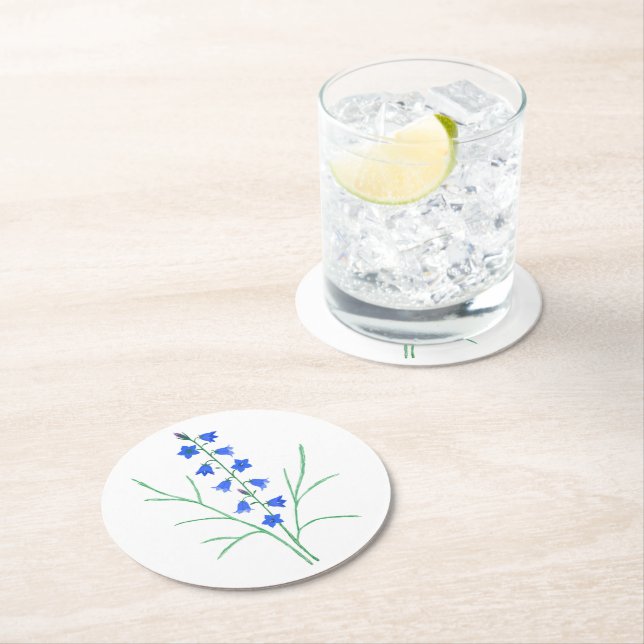 Bluebells White Round Coaster (Insitu)