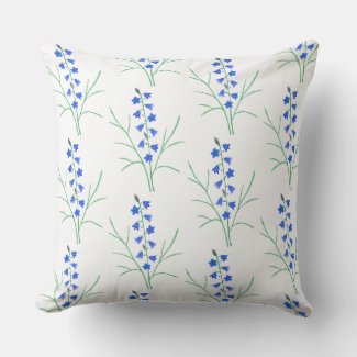 Bluebells White Throw Pillow