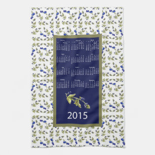 blueberries 2015 calendar kitchen tea towel