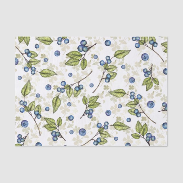 Blueberries and Blossoms  Tissue Paper (Front)
