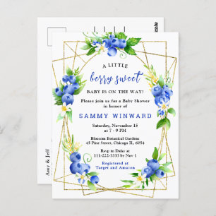 Blueberries and Foliage Baby Shower Postcard