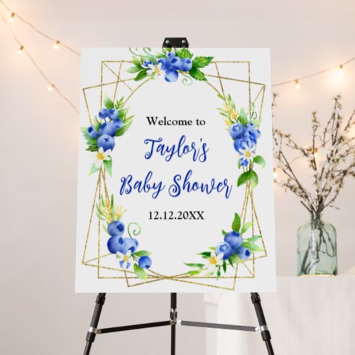 Blueberries and Foliage Baby Shower Welcome Sign