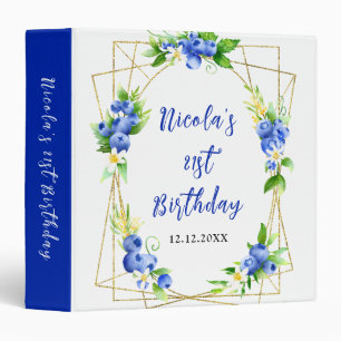 Blueberries and Foliage Birthday Photo Album 3 Ring Binder