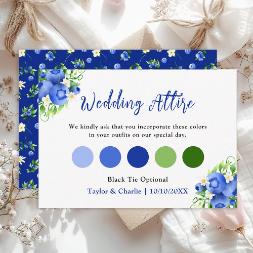 Blueberries and Foliage Wedding Attire Dress Code Enclosure Card