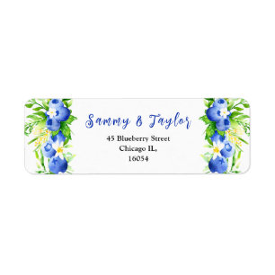 Blueberries and Foliage Wedding Label
