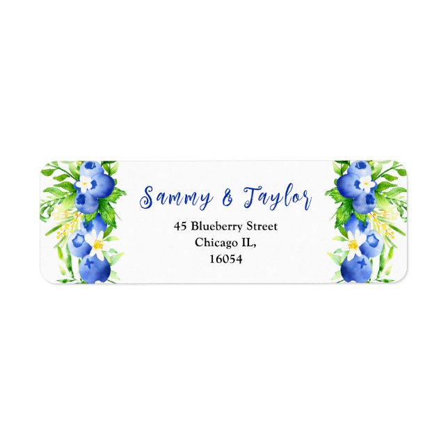 Blueberries and Foliage Wedding Label (Front)