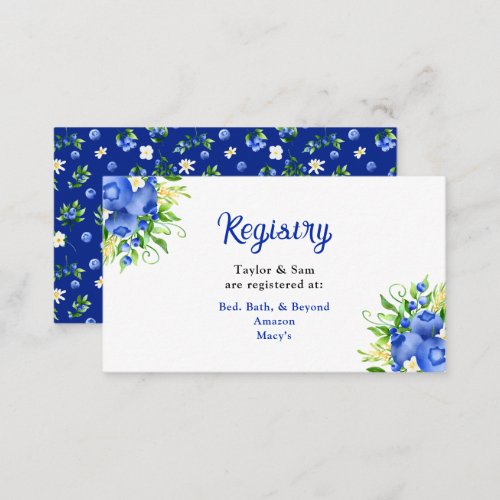 Blueberries and Foliage Wedding Registry Enclosure Card