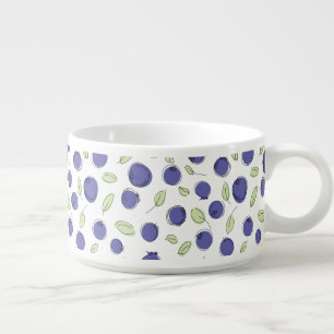 Blueberries and green leaves summer fruit bowl