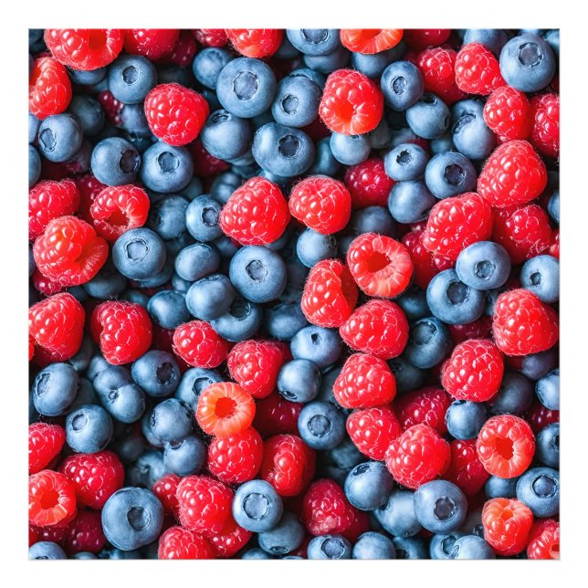 Blueberries and Raspberries Photo Print (Front)