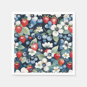 Blueberries And Strawberries Floral Napkins