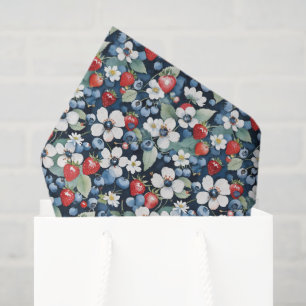 Blueberries And Strawberries Floral Tissue Paper