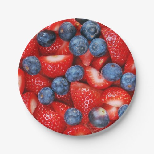 Blueberries and strawberries paper plates