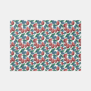 Blueberries and Strawberries Pattern Outdoor Rug