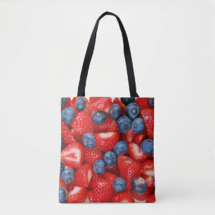 Blueberries and strawberries tote bag