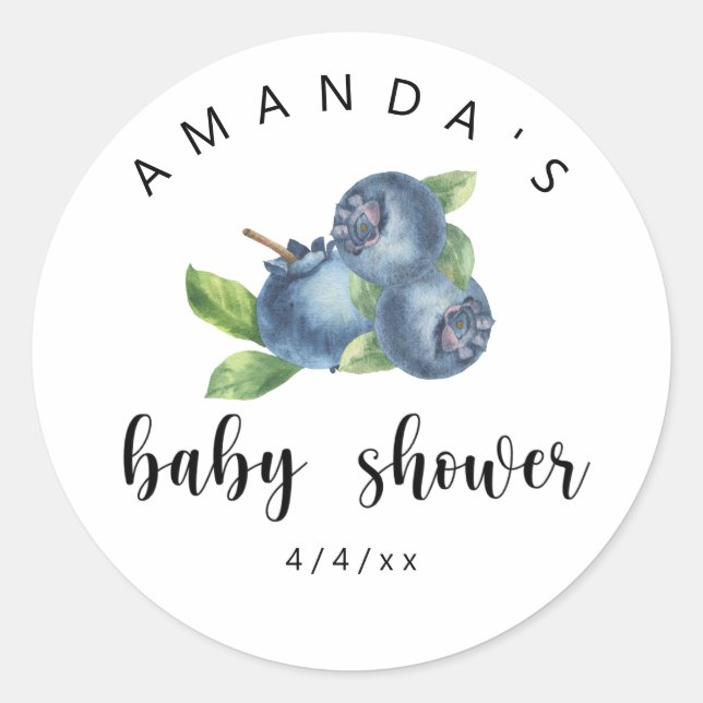 Blueberries - Baby shower Classic Round Sticker (Front)