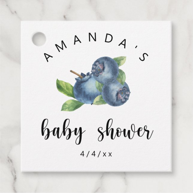 Blueberries - Baby shower Favor Tags (Front)