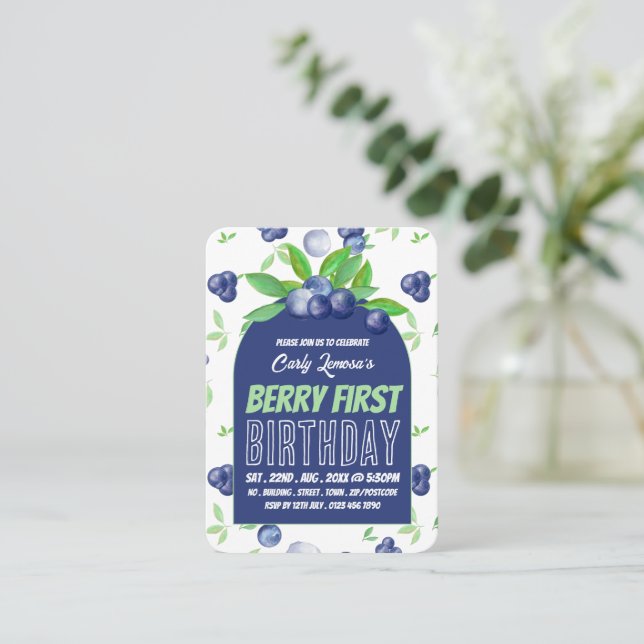 Blueberries, Berry First Birthday Handout Tickets (Standing Front)