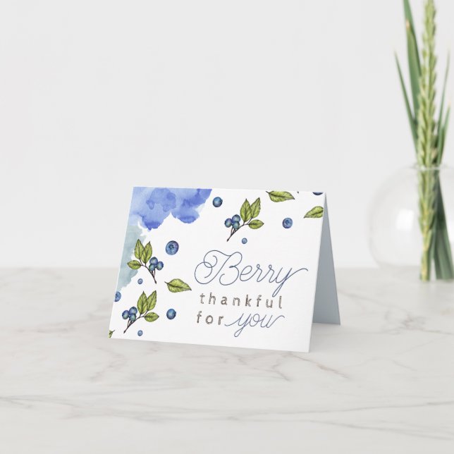 Blueberries Berry Thankful for You Thank You Card (Front)