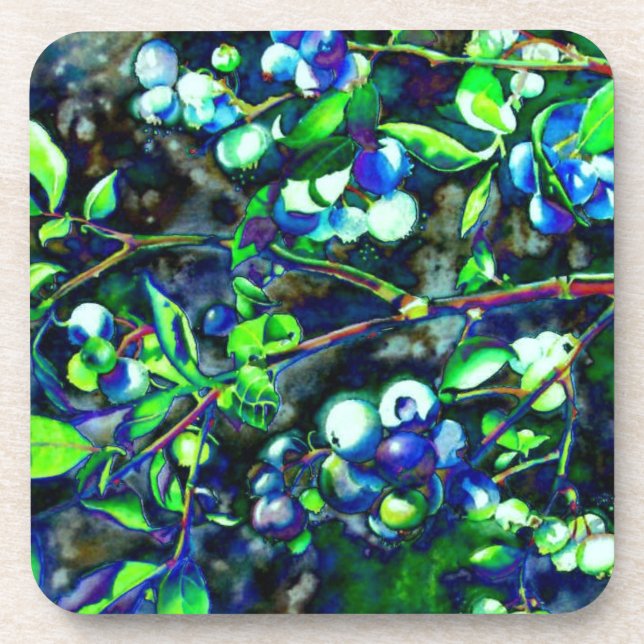 Blueberries Beverage Coaster (Front)