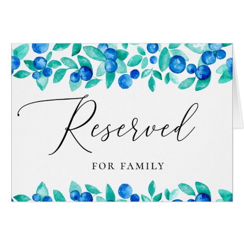 Blueberries Blue and mint wedding reserved sign