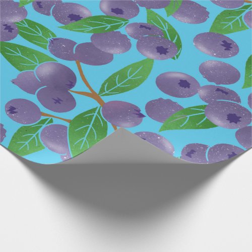 Blueberries _ blue background wrapping paper