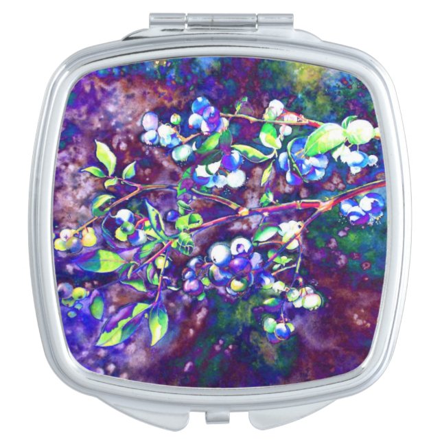 Blueberries blue hue compact mirror (Front)