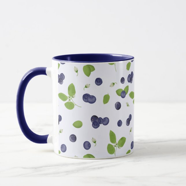 Blueberries Blueberry Blossoms Foliage Mug (Left)