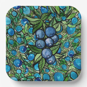 Blueberries Blueberry Farm Blue Paper Plates